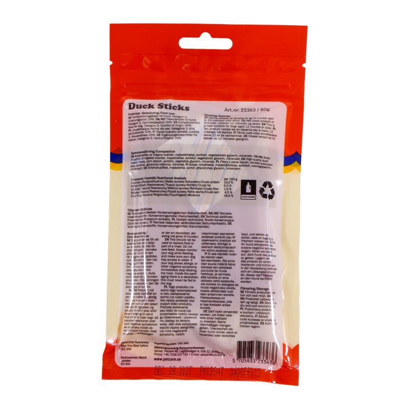 Småland Duck Sticks 80g (tyggeben til hunde)