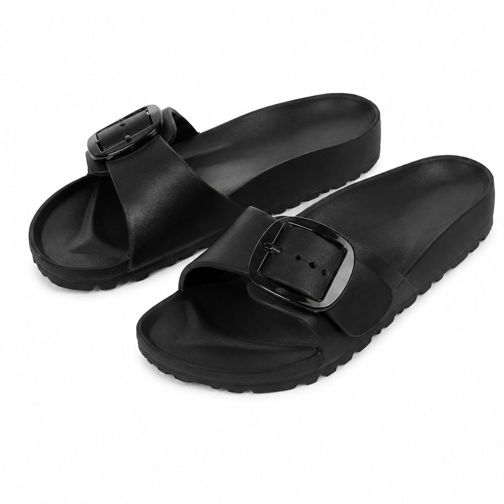 Lækre og moderigtige slippers med spænde – superlette, behagelige sandaler til kvinder