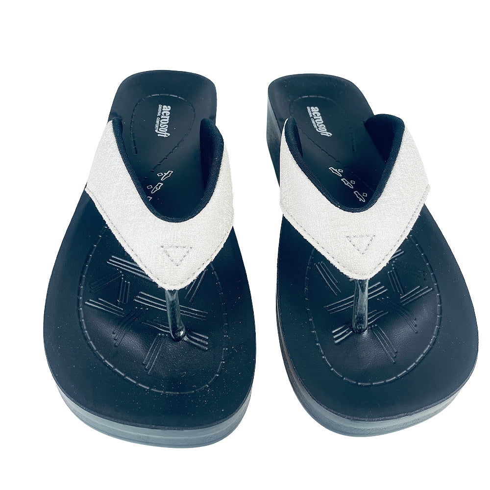 Sandaler Aerosoft - Model 3801 i hvid & sølv