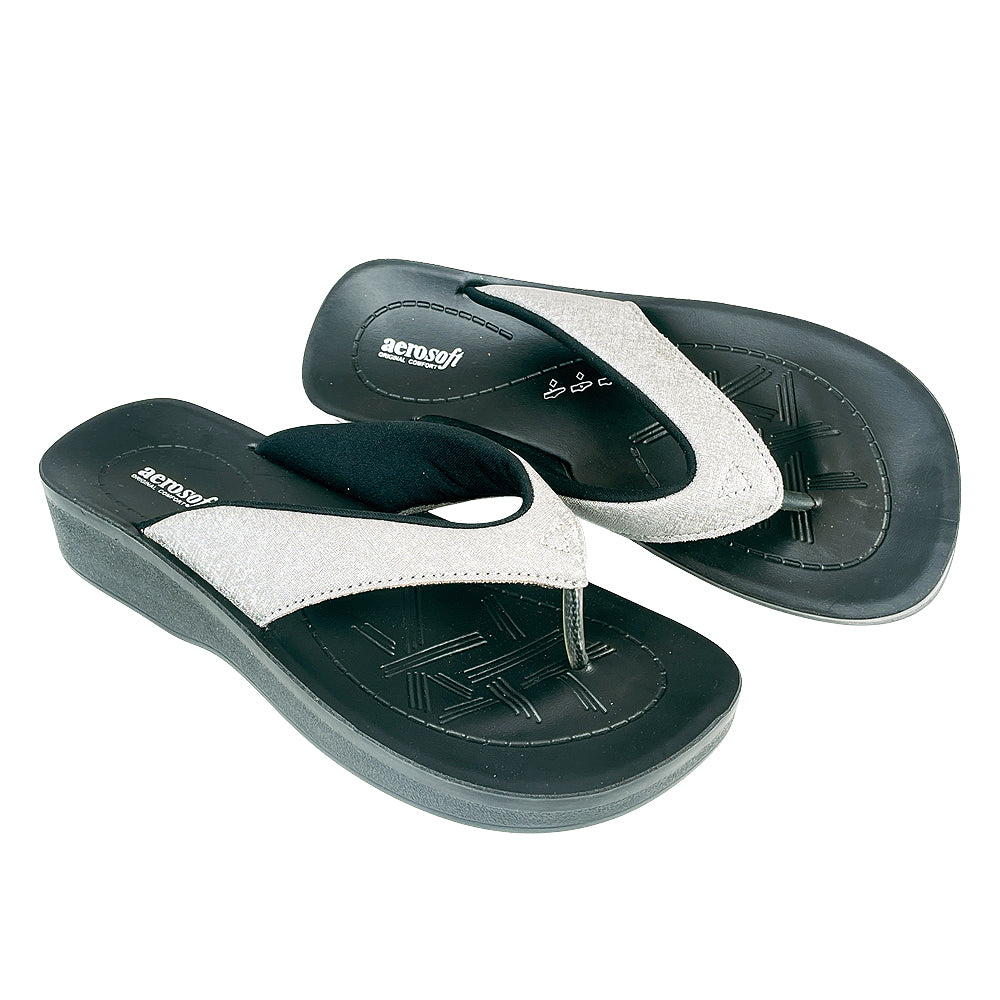 Sandaler Aerosoft - Model 3801 i hvid & sølv