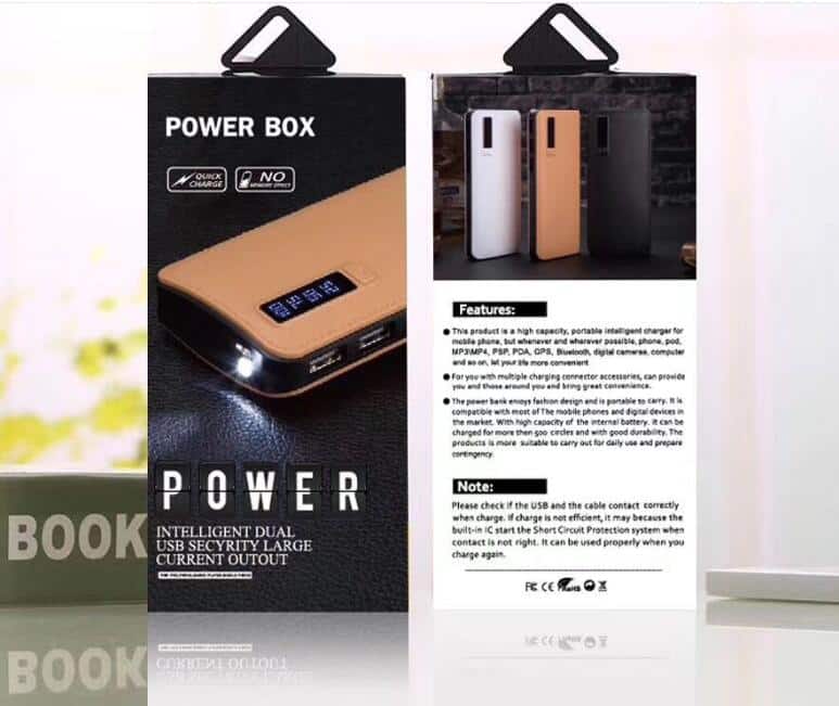 Powerbank 10.000 mAh i læderlook