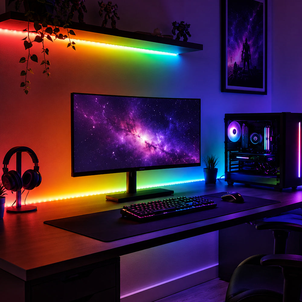 LED Strip lyskæde 5 meter med fjernbetjening og musiksensor