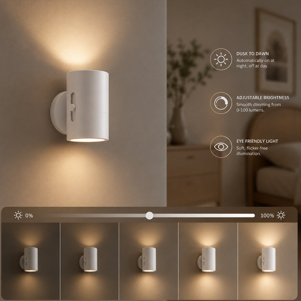 LED natlampe hvid eller sort - med sensor og justerbar lysstyrke