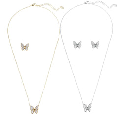 Halskæde, guld- eller sølvfarvet, sommerfugl vedhæng, justerbar