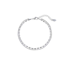 Halskæde, sølvfarvet, dobbelt, justerbar