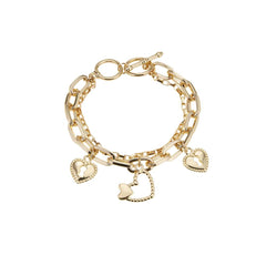 Armbånd, dobbelt, med hjerter-formet charms