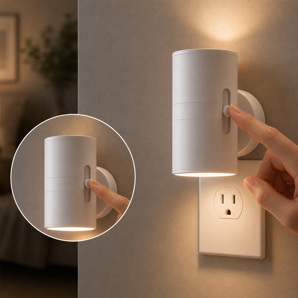 LED natlampe hvid eller sort - med sensor og justerbar lysstyrke