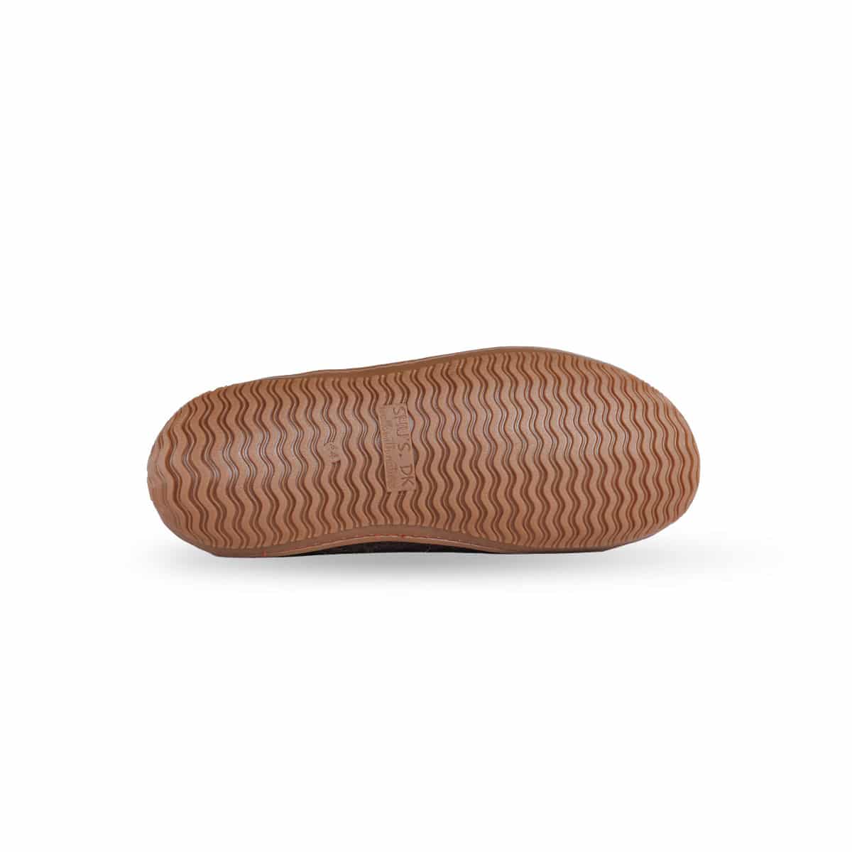 Uldhjemmesko (100% ren uld) - Model Brun m/Gummisål - Dansk Design fra SHUS