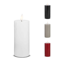 LED Stearinlys -1 stk. - ø5,5 x 15 cm - m/3D flamme - (flere farver)