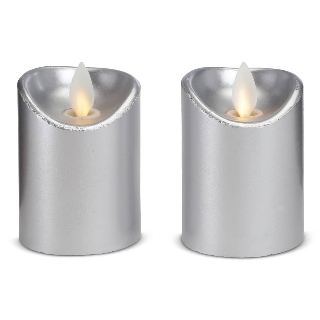 LED stearinlys - 2 stk. - 7 cm - m/3D flamme - (flere farver)