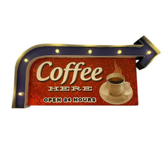 Retro Skilt COFEE med lys