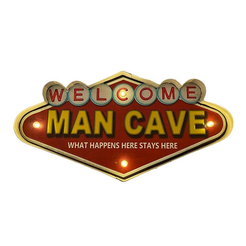 Retro Skilt MAN CAVE med lys