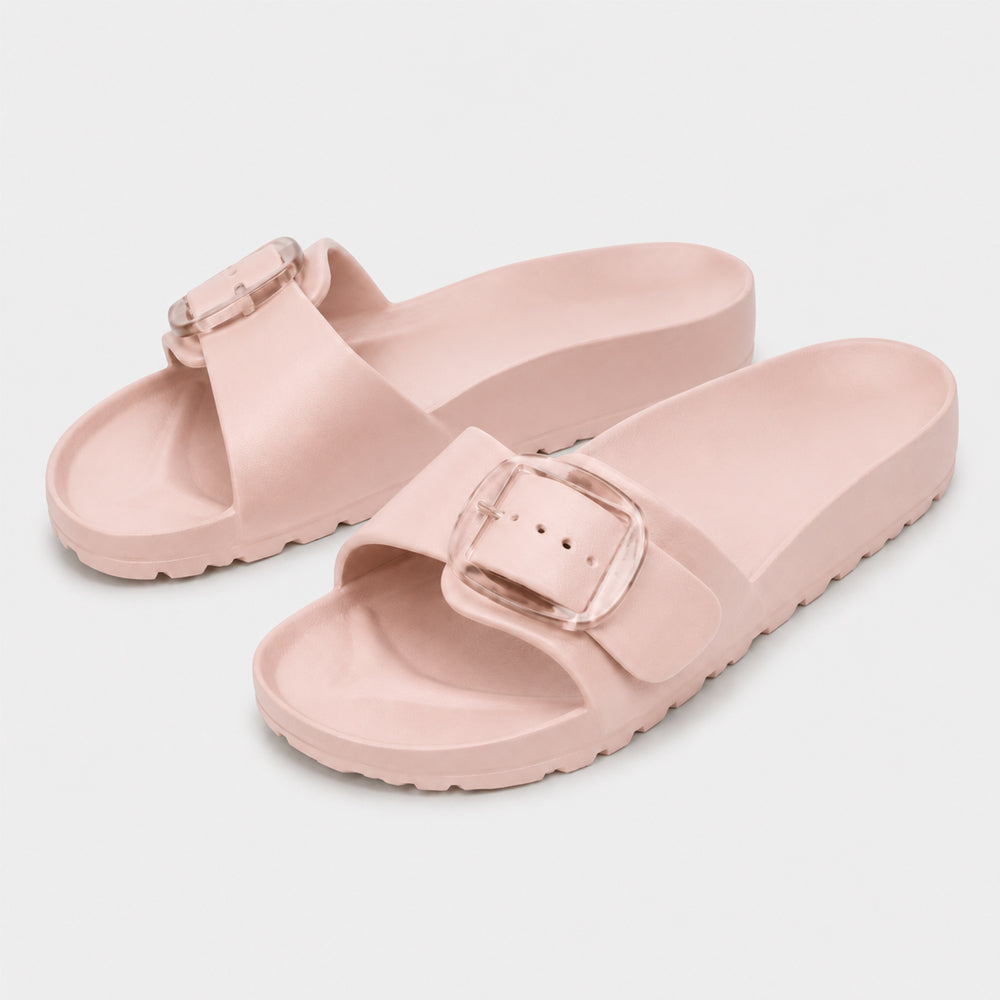 Lækre og moderigtige slippers med spænde – superlette, behagelige sandaler til kvinder