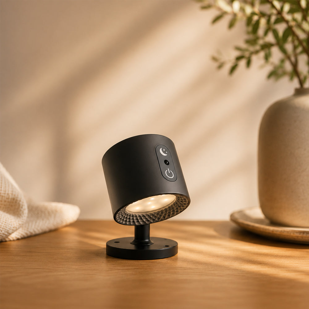 LED natlampe 360° roterbar, magnetisk, 3 farvetemperaturer - hvid eller sort