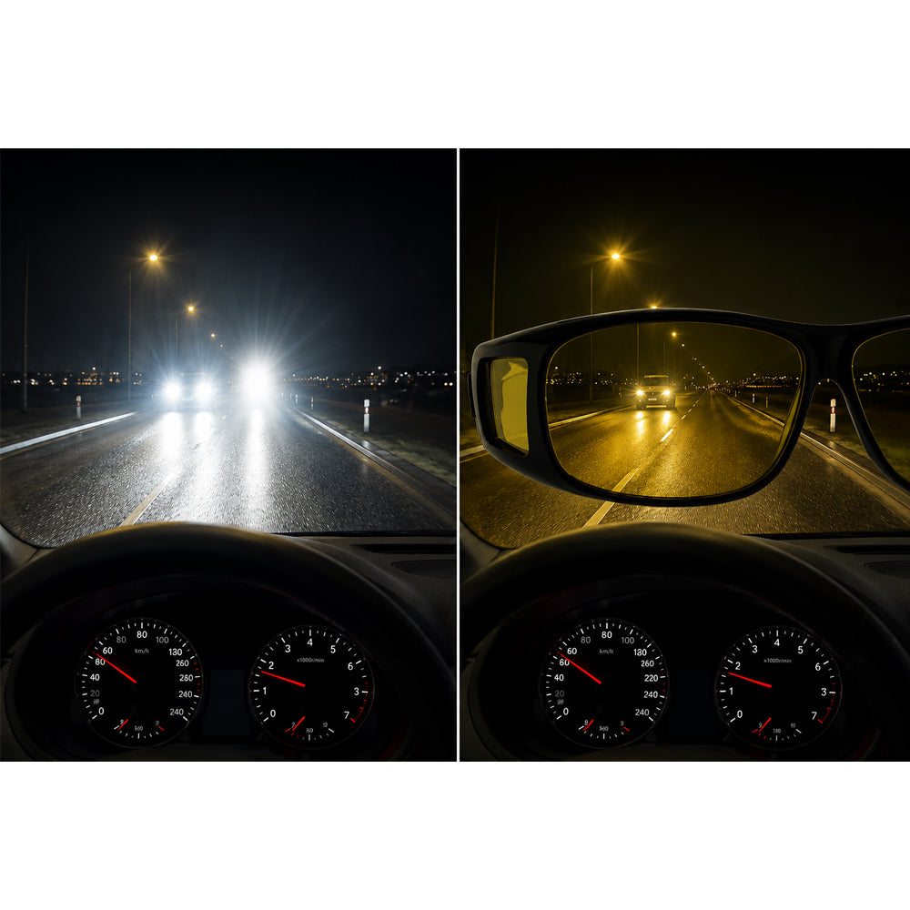 HD-Vision briller - 2 stk dag+nat polariserede briller (perfekt som bilkørsels- sports- nattekørsels- &amp; UV-solbriller)