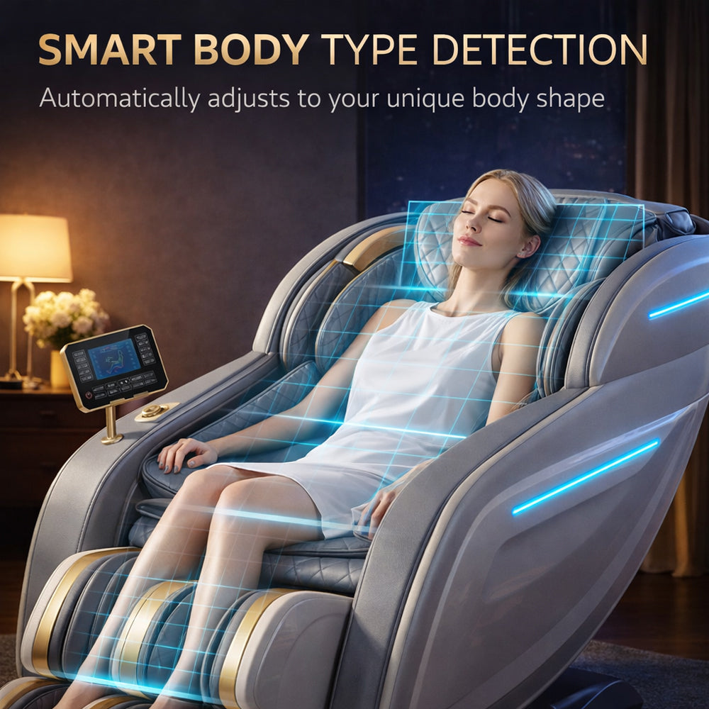 Massagestol 3D kropsscanning, SL-skin­ne, 32 airbags, varme i lænd/ben & Zero Gravity