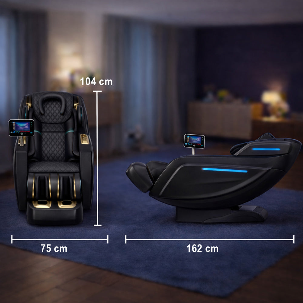 Massagestol 3D med kropsscanning, SL-skinne, lufttryksmassage, varme i ben/lænd & Zero Gravity