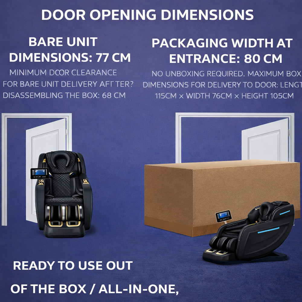 Massagestol 3D med kropsscanning, SL-skinne, lufttryksmassage, varme i ben/lænd & Zero Gravity