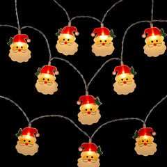 Lyskæde 2 Meter med 10 Julemænd og gran i huen - Batteridrevet -