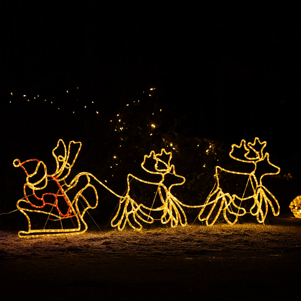 Julemand, Rensdyr og Kane - 230 cm med LED-Lys -