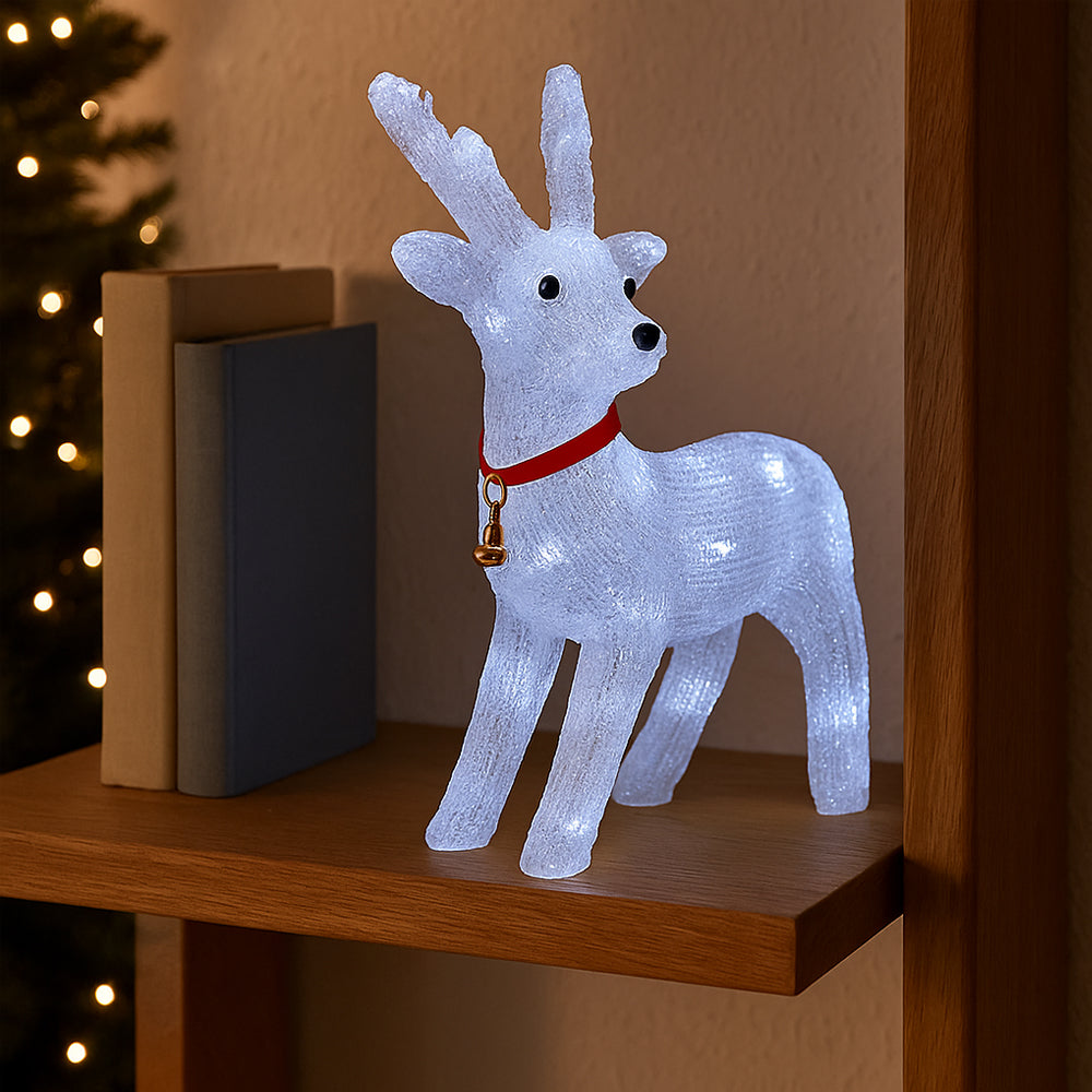 Rensdyr Akryl - højde 41 cm med LED-Lys