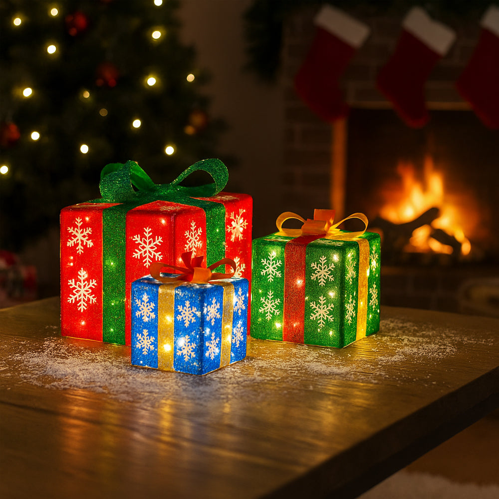 LED-Gaveæske, Kulørte -  Sæt med 3 stk. - rød, grøn & blå -