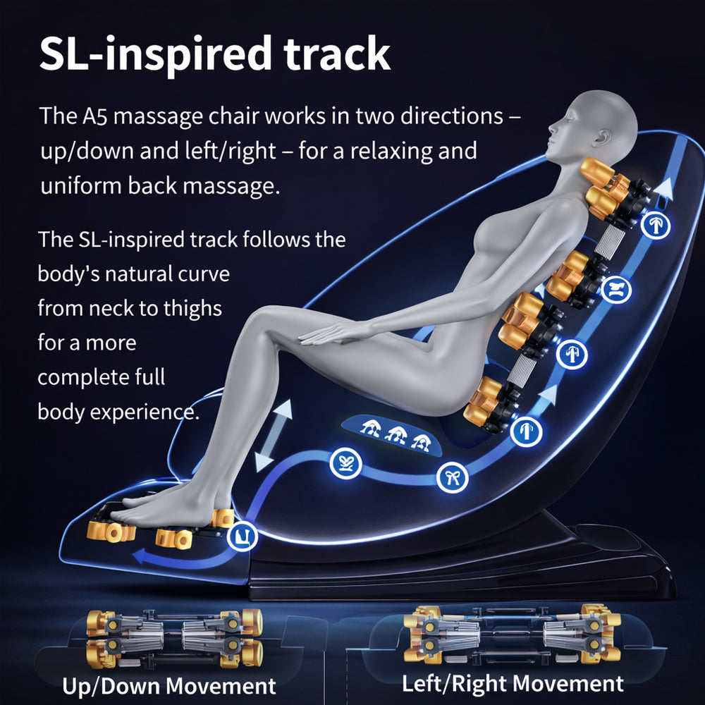 Massagestol - Varmeterapi, AI-styring, Zero Gravity - Model A5 Plus