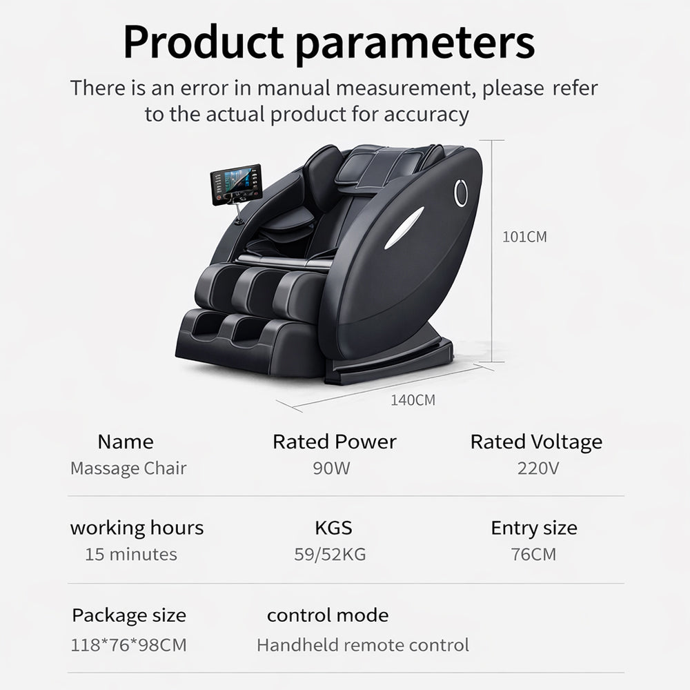 Massagestol - Varmeterapi, AI-styring, Zero Gravity - Model A5 Plus