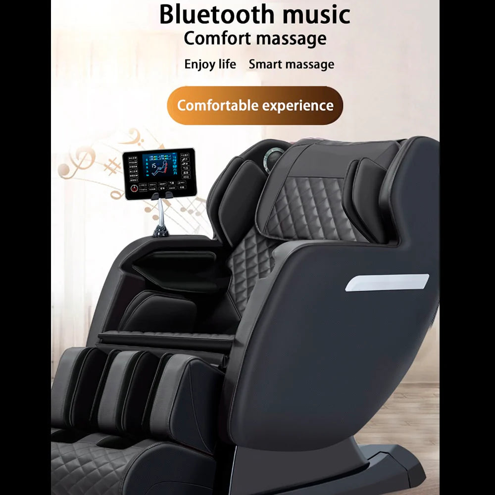 Massagestol 4D med SL-teknologi, lufttryksmassage, Varmeterapi og stor touchskærm - Model A6 Sort