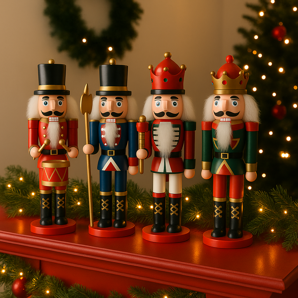 Nøddeknækker figurer i Træ  - 24 cm - 4 forskellige figurer -