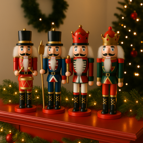 Nøddeknækker figurer i Træ  - 24 cm - 4 forskellige figurer -