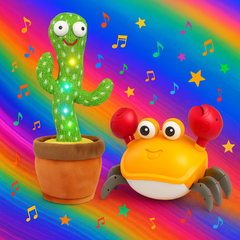Legetøjspakke: Syngende kaktus & glad dansende baby krabbe