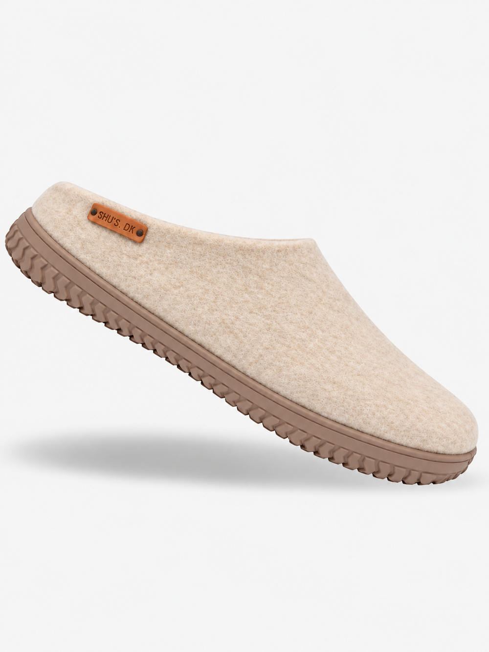 Uldtøffel (100% ren uld) - Model Beige m/Gummisål