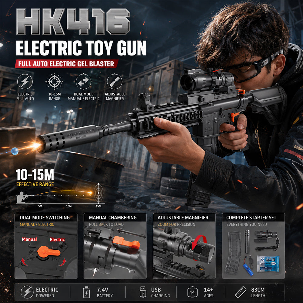Vandgelblaster inkl. gelékugler - langdistance med kikkertsigte model HK416