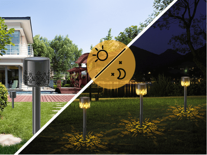 LED Solcelle Lamper udendørs på spyd - 2 stk.