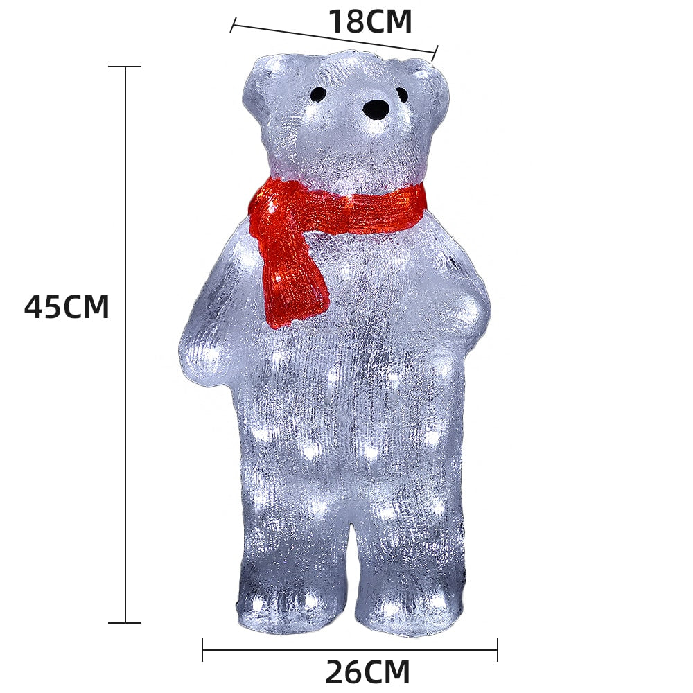 Isbjørn Akryl - højde 45 cm med LED-lys -