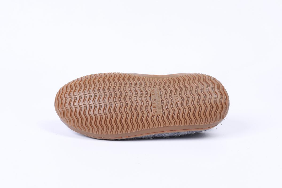 Uldtøffel (100% ren uld) - Model Grå m/Gummisål - Dansk Design fra SHUS