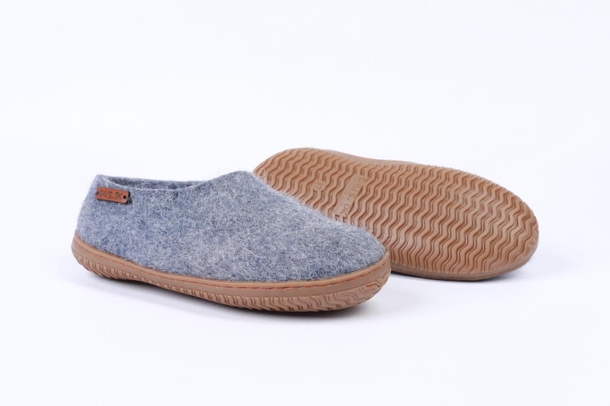 Uldhjemmesko (100% ren uld) - Model Denim m/Gummisål - Dansk Design fra SHUS