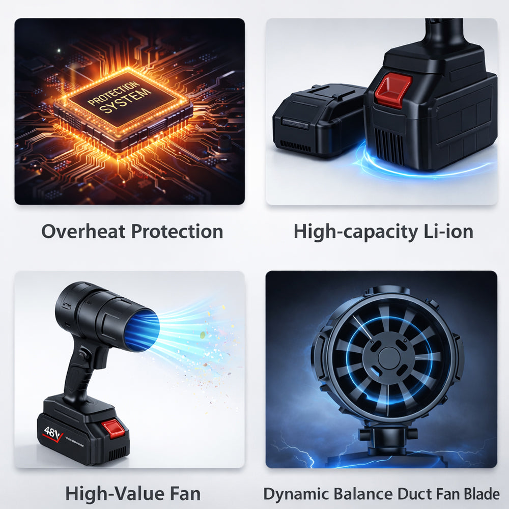 Batteridrevet Luftblæser 21V - Kompakt, Ledningsfri & Effektiv