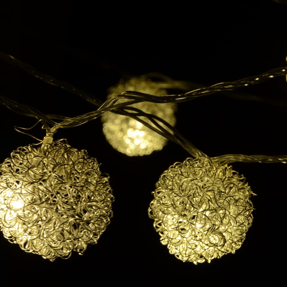 LED-Lyskæde med 20 filter Kugler - Guld (3 meter)