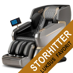 Massagestol 4D Luksus Pro+ med SL-teknologi, Varmeterapi, Stemme Kontrol & Touchskærm - Model M5 grå