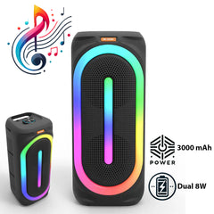 Soundbox højtaler med bluetooth, RGB-lys, FM-radio og mikrofon (56 x 24 cm.)