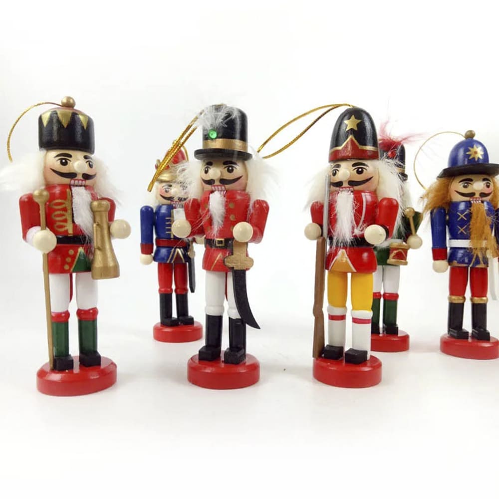 Nøddeknækker figurer i Træ  - 12,5 cm, sæt med 6 figurer -