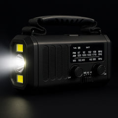 Nødradio med Powerbank, Solcelle & Håndsving