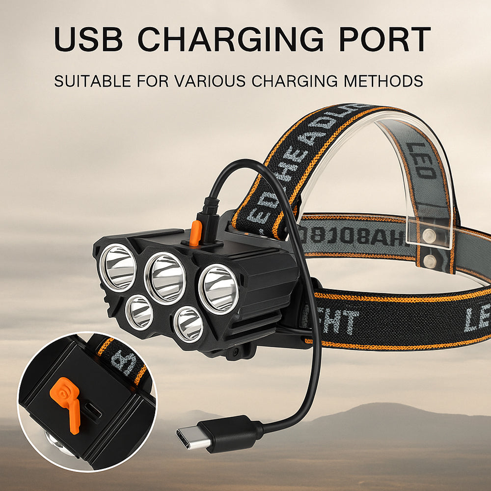 Pandelampe 300 lumen 180° justerbar vinkel - 4 lysfunktioner