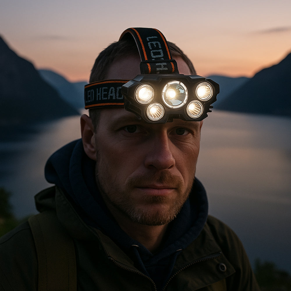 Pandelampe 300 lumen 180° justerbar vinkel - 4 lysfunktioner