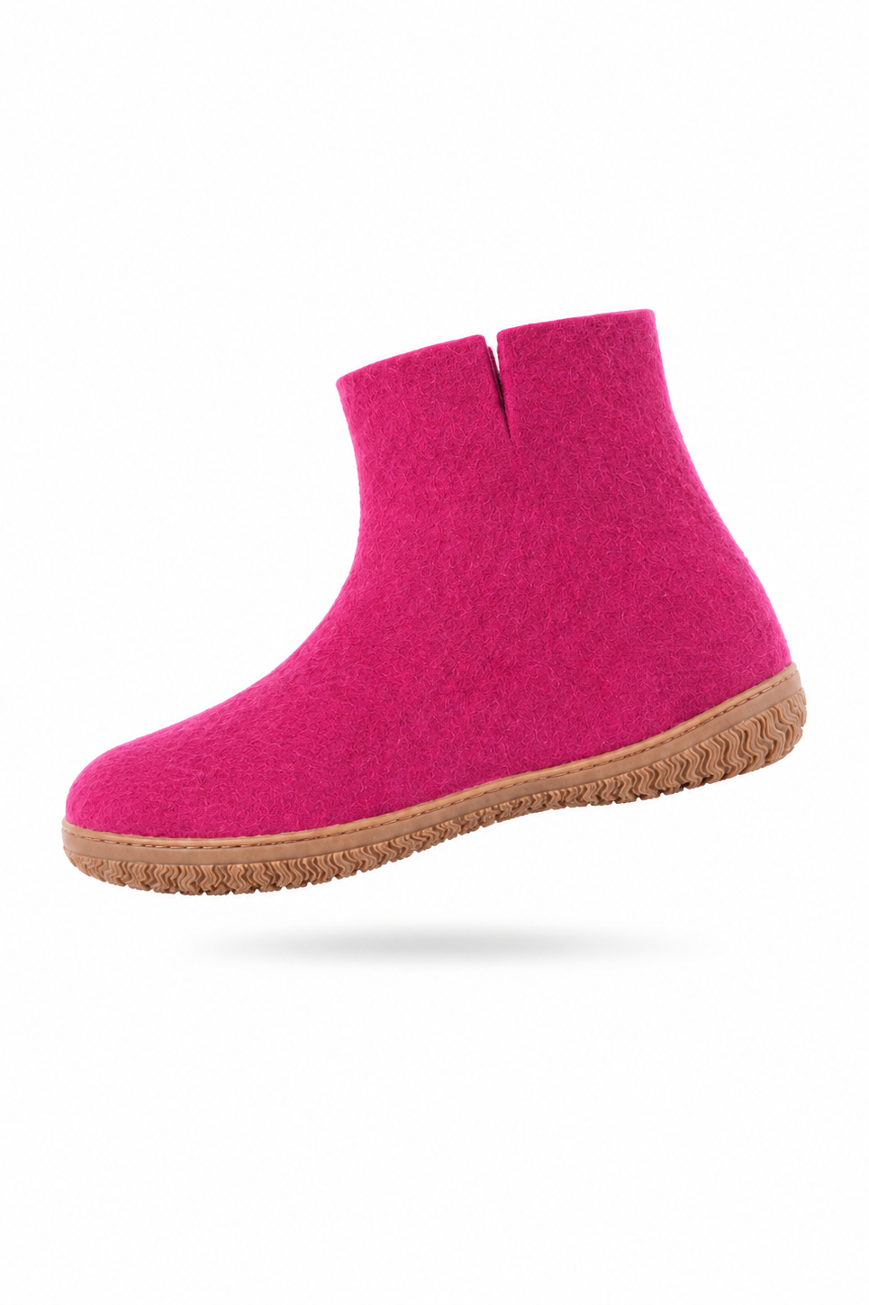 Filthjemmesko med høj skaft af 100% ren uld - Model Pink m/gummisål