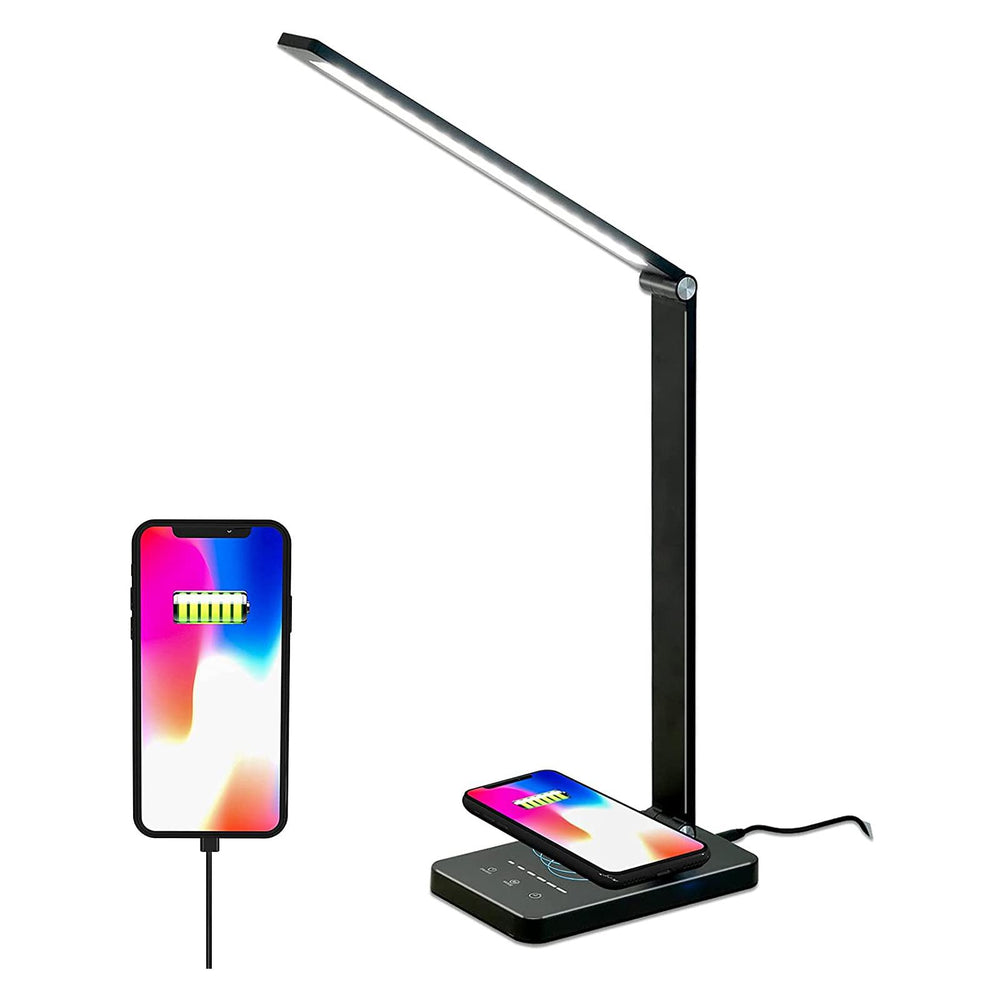 LED-bordlampe/foldelampe m. trådløs oplader, 5 farver og touch