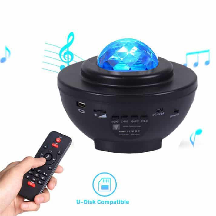 Stjernehimmel Galaxy LED Projektor m/Bluetooth Højttaler inkl. Fjernbetjening