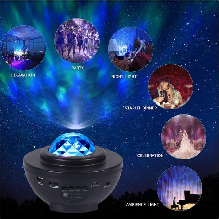 Stjernehimmel Galaxy LED Projektor m/Bluetooth Højttaler inkl. Fjernbetjening